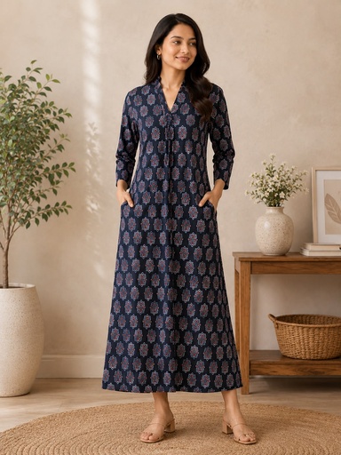 Ajrakh Modal Silk Aline Kurti 5053