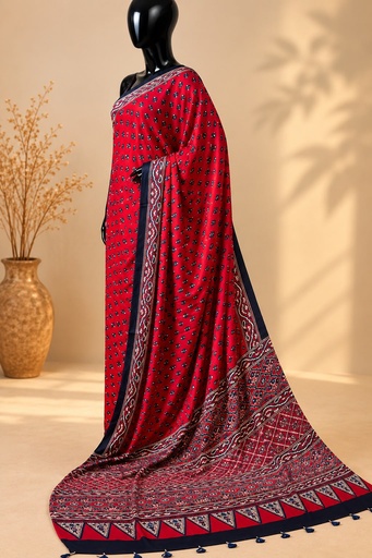 [SABF9750] Handwork Ajrakh Modal Silk Sarees 5036