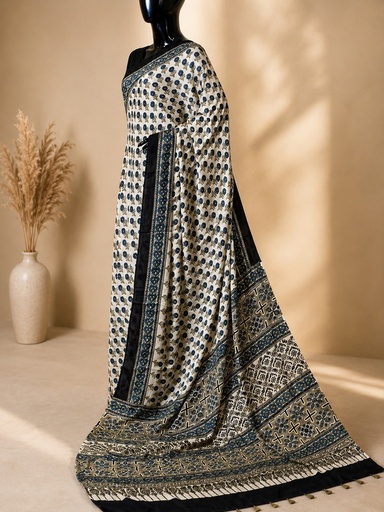 [SABF9750] Handwork Ajrakh Modal Silk Sarees 5036