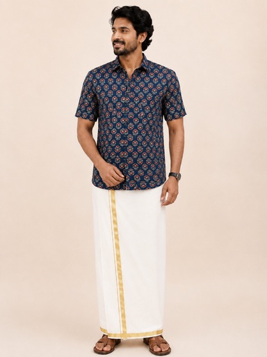 Ajrakh Cotton Mens Shirt 5049