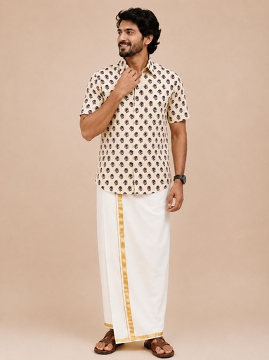 [SHVL1950] Ajrakh Cotton Mens Shirt 5049