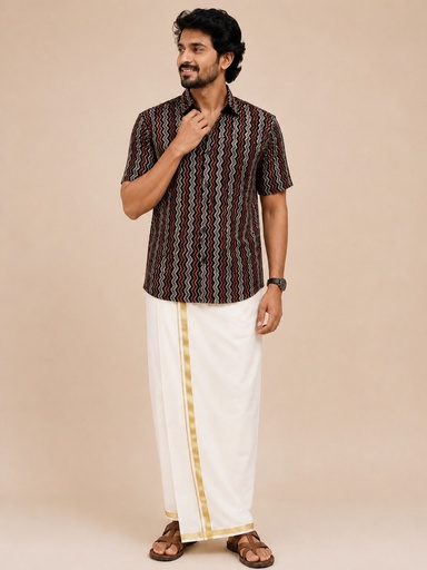 [SHVL1950] Ajrakh Cotton Mens Shirt 5049