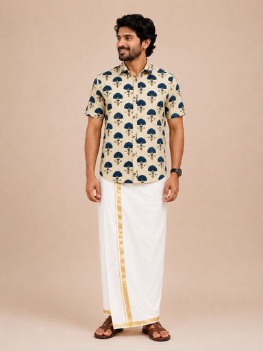 [SHVL1950] Ajrakh Cotton Mens Shirt 5049