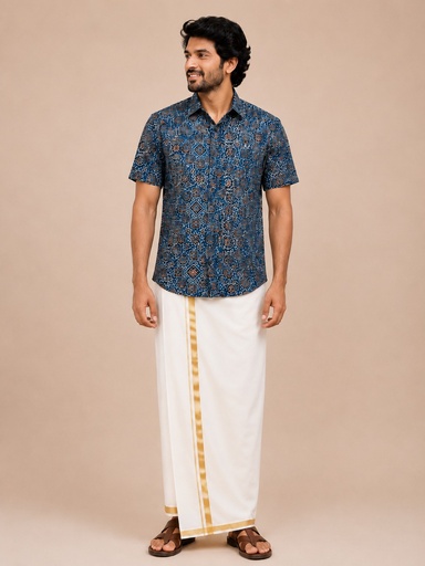 [SHVL1950] Ajrakh Cotton Mens Shirt 5049