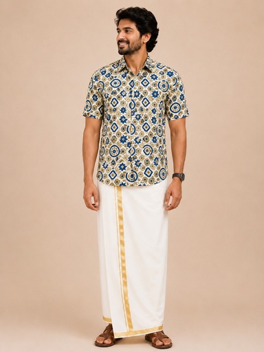 Ajrakh Cotton Mens Shirt 5049