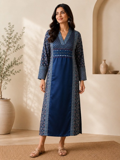 Ajrakh Mashru Silk Kurti 5053
