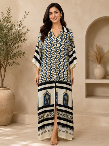 Ajrakh Modal Kaftan Style Dress 4803