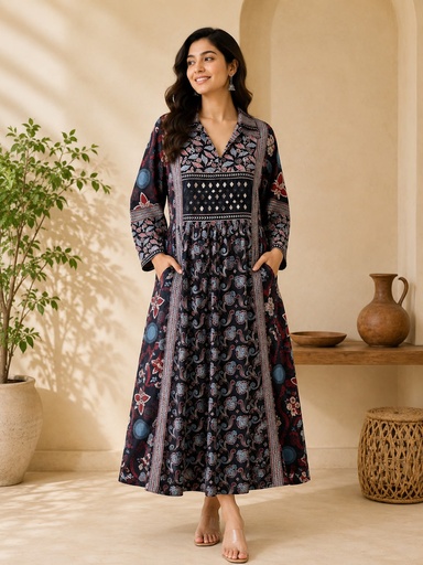 Ajrakh Cotton Kurti 5029