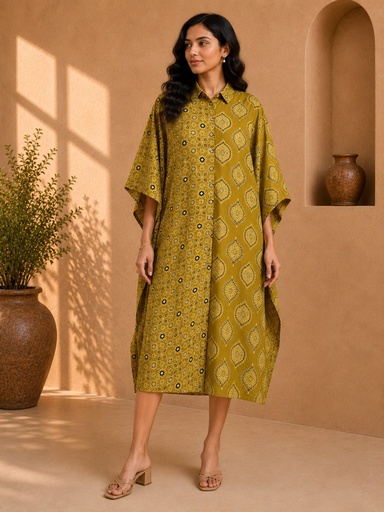 Ajrakh Kaftan Style Cotton Dress 4802