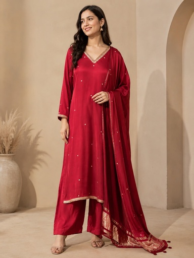 [KUMT11900] Premium Handwork Plain Modal Kurti Sets 5012