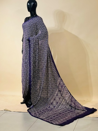 [SAKN2750] Ajrakh Semi Modal Silk Sarees 5018