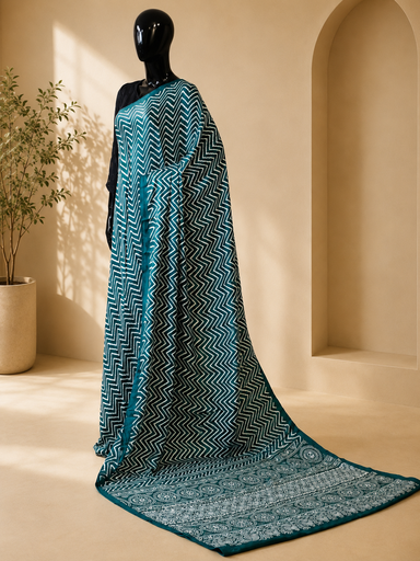[SAKN2750] Ajrakh Semi Modal Silk Sarees 5018