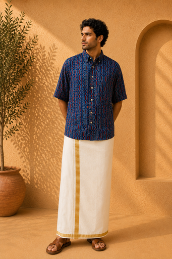 Ajrakh Modal Mens Shirt 5049
