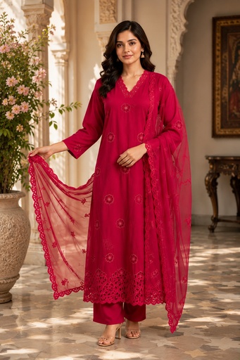 Premium Cotton embroidered Kurti set 5043