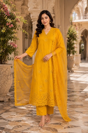 Premium Cotton embroidered Kurti set 5043
