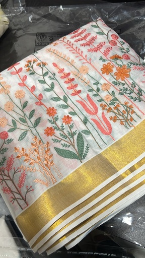 [SABA7150] Embroidered Mul Cotton Sarees 5019
