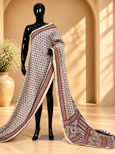 [SAVK6950] Ajrakh Chanderi Silk Sarees 5028