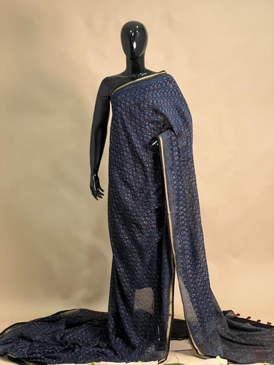 [SAVK6950] Ajrakh Chanderi Silk Sarees 5028