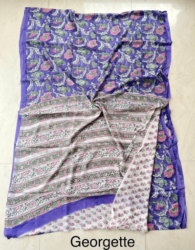 [SASH3650] Block Printed Georgette Sarees 5014