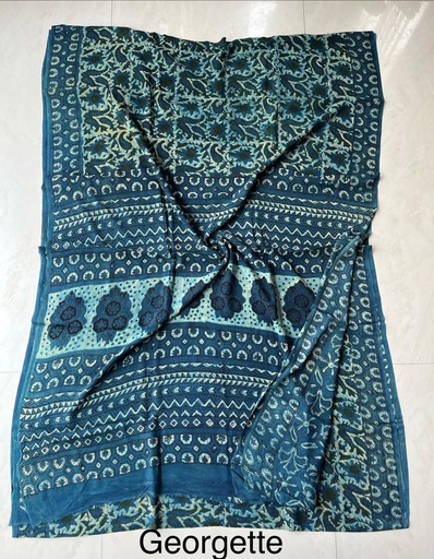[SASH3650] Block Printed Georgette Sarees 5014