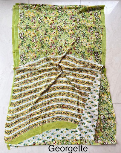 [SASH3650] Block Printed Georgette Sarees 5014
