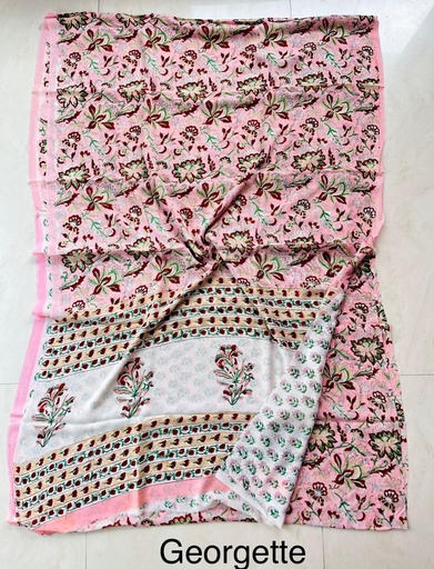 [SASH3650] Block Printed Georgette Sarees 5014