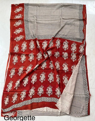 [SASH3650] Block Printed Georgette Sarees 5014