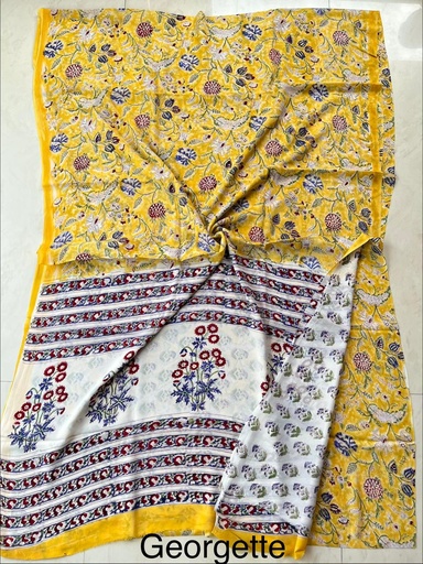 [SASH3650] Block Printed Georgette Sarees 5014