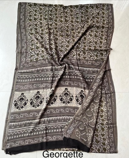[SASH3650] Block Printed Georgette Sarees 5014