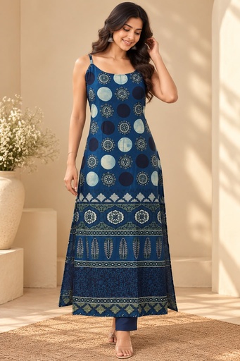 Ajrakh Mashru Silk Kurtis 5016