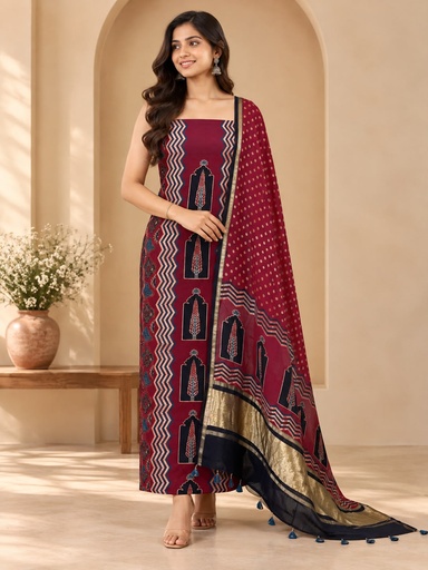 [SUAZ5250] Chanderi Silk Top and Dupatta sets 5025