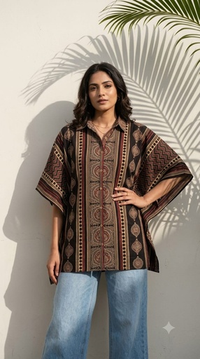 Ajrakh Cotton Kaftan Style Shirts 4802