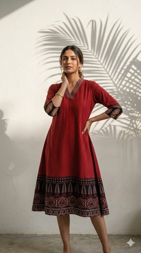 Ajrakh Aline Cotton Kurtis 5029