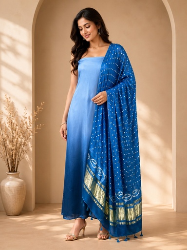 [SUMT4950] Plain Modal Suits with Bandhani Dupatta 5013