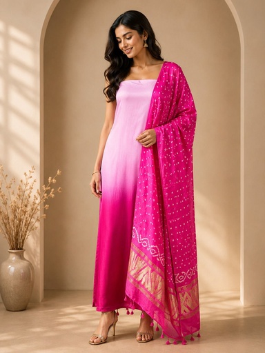 [SUMT4950] Plain Modal Suits with Bandhani Dupatta 5013