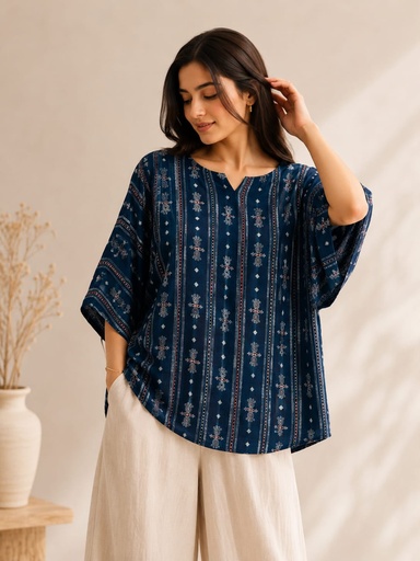 Ajrakh Modal Oversize Kurti 5015