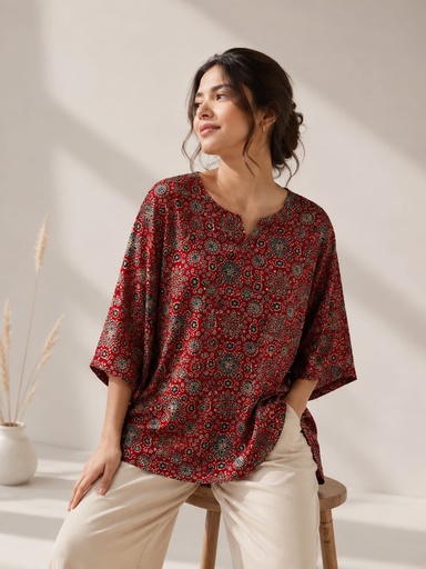 Ajrakh Modal Oversize Kurti 5015