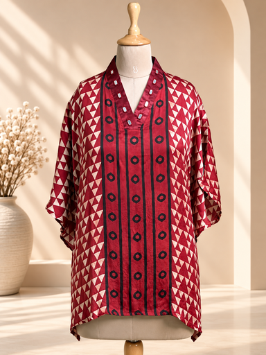 [KARH2450] Ajrakh Modal Short Kaftans 5015 
