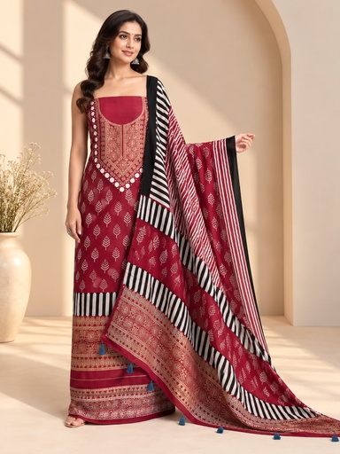 [SUMLK5450] Ajrakh Dola Silk Suit Sets 5048