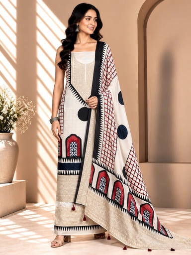 [SUMLK5450] Ajrakh Dola Silk Suit Sets 5048