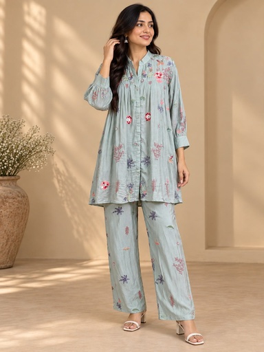 Embroidered Chinon Coord Sets 5049