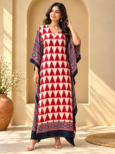 Ajrakh Modal Silk Kaftans 4801