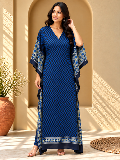 Ajrakh Modal Silk Kaftans 4801