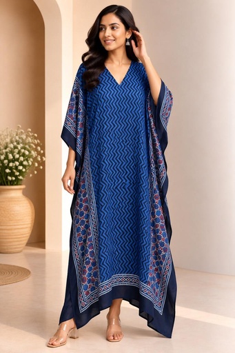 Ajrakh Modal Silk Kaftans 4801