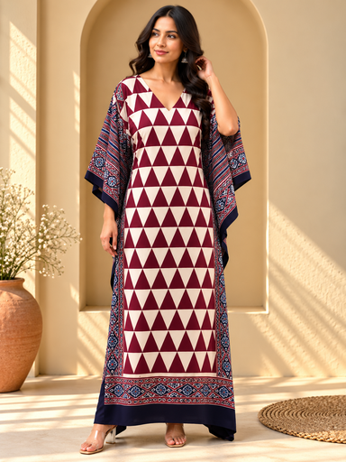 Ajrakh Modal Silk Kaftans 4801