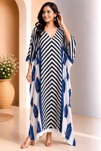 [KAMLK4450] Ajrakh Modal Silk Kaftans 4801