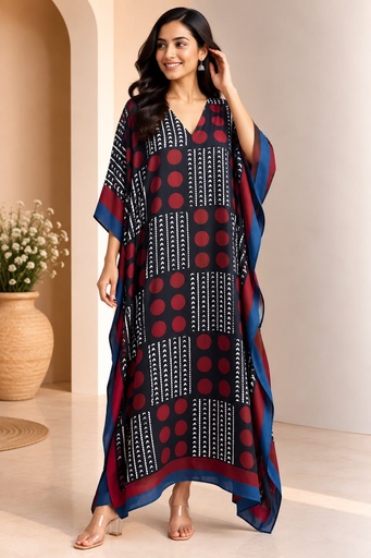 [KAMLK4450] Ajrakh Modal Silk Kaftans 4801