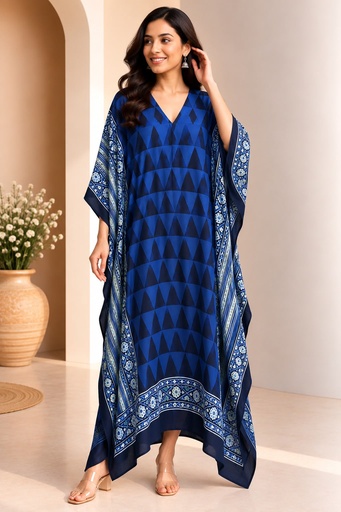 [KAMLK4450] Ajrakh Modal Silk Kaftans 4801