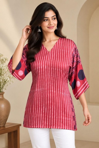Ajrakh Modal Short Kurtis 5015