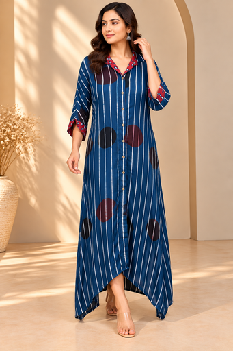 Ajrakh Modal Shirt Style Kurti 4803